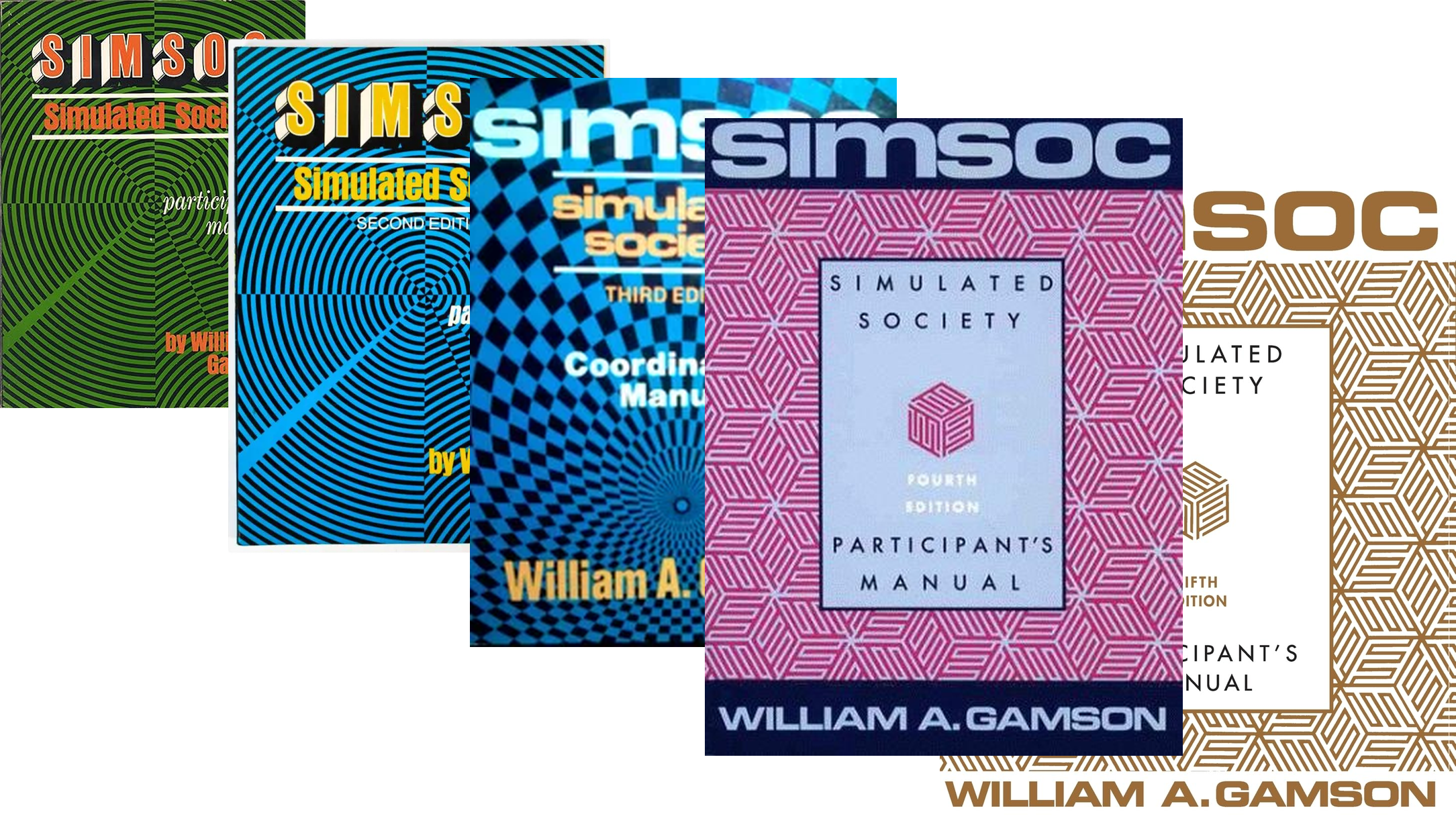 The five published editions of the SIMSOC Simulated Society manual by William A. Gamson